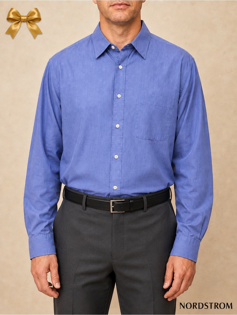 Nordstrom Blue Cotton Broadcloth Dress Shirt 16-35